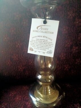 Amber Glass Candle Holder